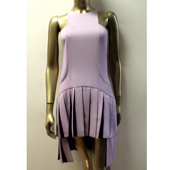VERSUS VERSACE Pleated Mini Dress - Lilac and Black Drop Waist - Size 38 - NWT! - Picture 2 of 5